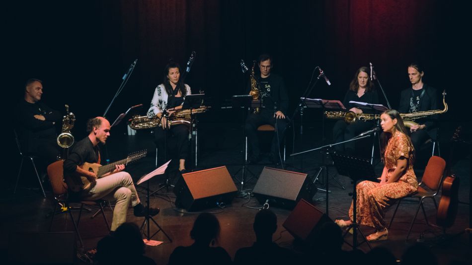 Kvintet saskofonov SAXGO, Bor Zuljan in Severa Gjurin. Kvintet saskofonov SAXGO, Bor Zuljan in Severa Gjurin.