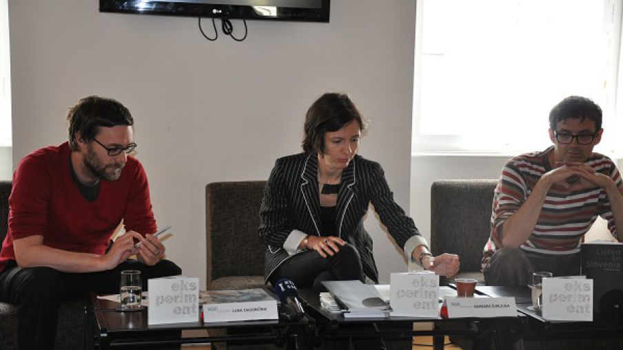 Luka Zagoričnik, editor of Eksperiment compilation; Barbara Švrljuga, Secretary General of Sigic; Viktor Škedelj, editor of Listen to Slovenia music guide