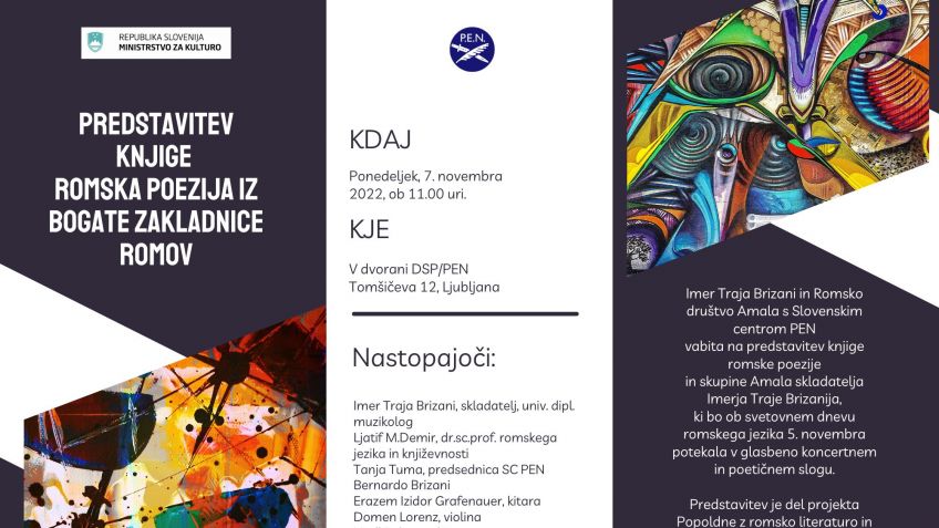 Predstavitev knjige Romska poezija iz bogate zakladnice Romov Predstavitev knjige Romska poezija iz bogate zakladnice Romov