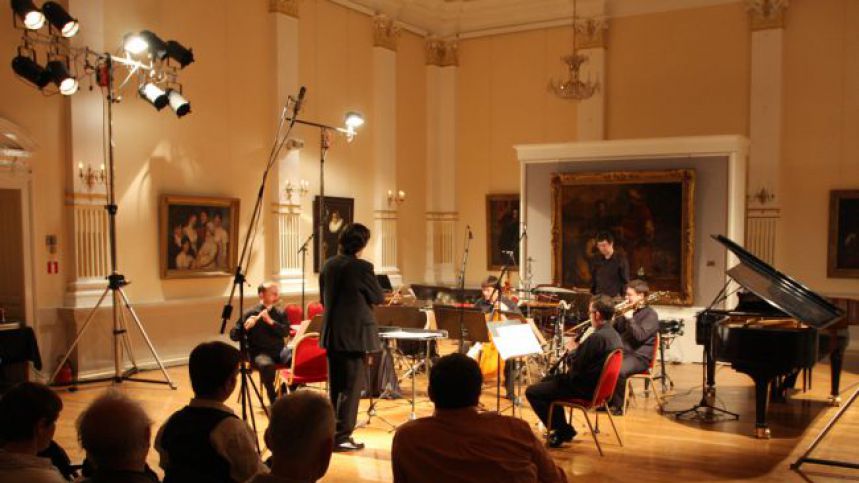 Ansambel MD7 na Zagrebškem bienalu leta 2009 (foto: Davor Petričić, fotodokumentacija: Hrvatsko društvo skladatelja)