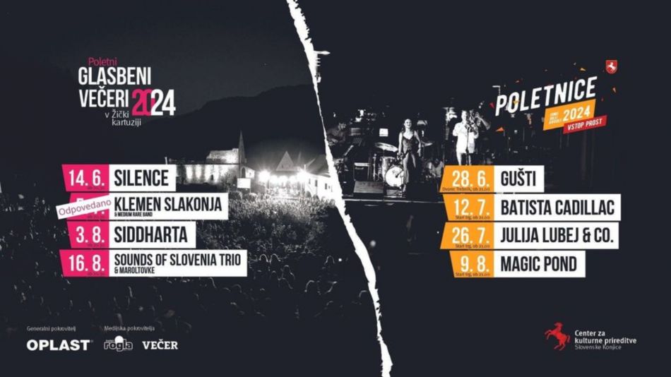 Poletni glasbeni večeri v Žički kartuziji in Poletnice