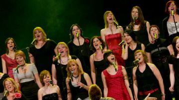 Perpetuum Jazzile in dirigent Peder Karlsson na koncertu v Križankah. (foto: arhiv zasedbe)