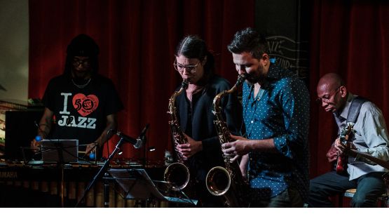 Joel Ross, Melissa Aldana, Jure Pukl in Joe Sanders